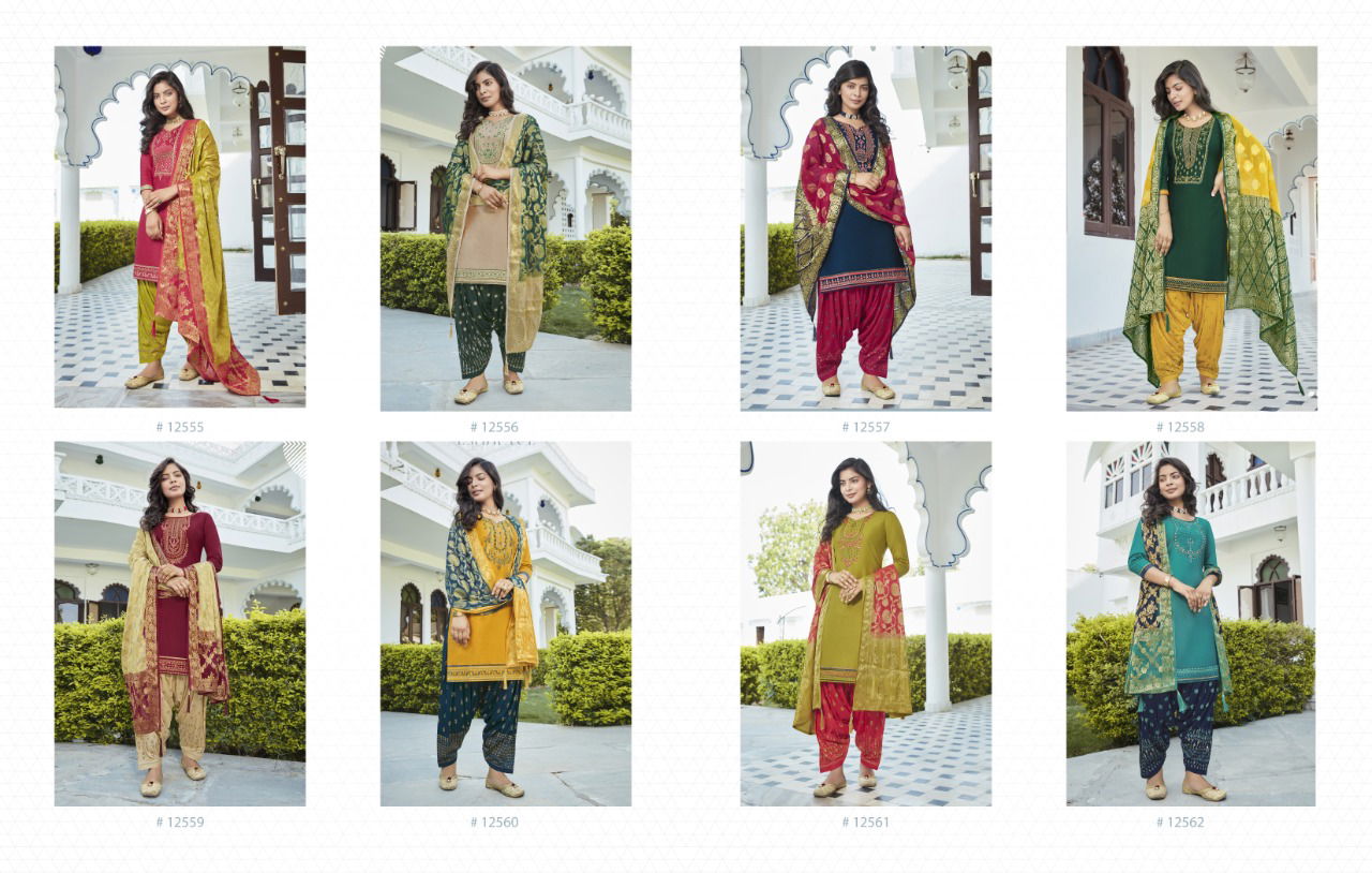Kalaroop Suvarna By Patiala 5 Jam silk Embroidered work Festive Wear Designer Ready Made Collection
